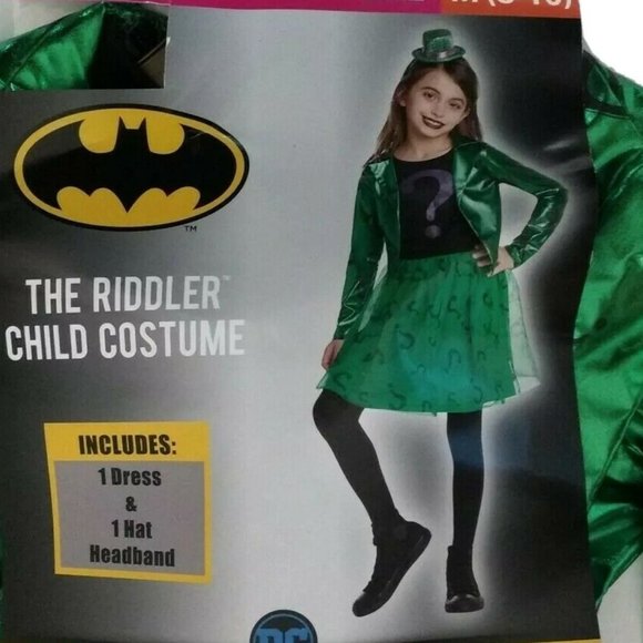 Batman The Riddler Girls Halloween Costume Villain Size M L Green Dress